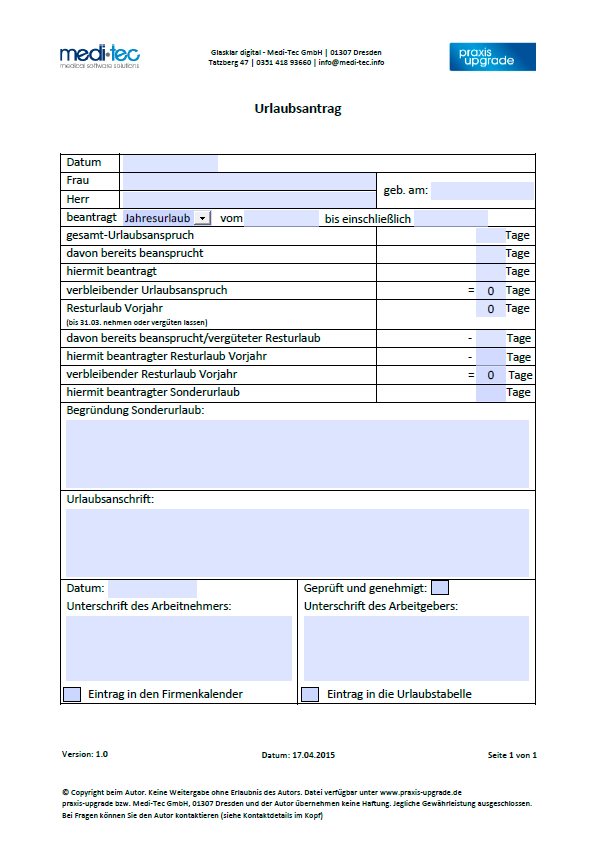 Urlaubsantrag - praxis-upgrade.de