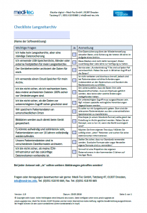 Checkliste Langzeitarchiv