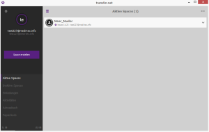 Space angelegt in transfer.net